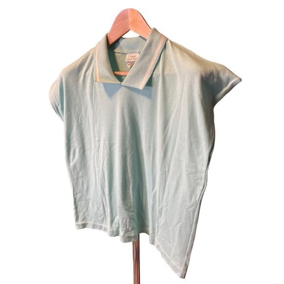 Classic Essentials Light Blue Sleeveless Polo Collared Top SZ Medium - Picture 3 of 6
